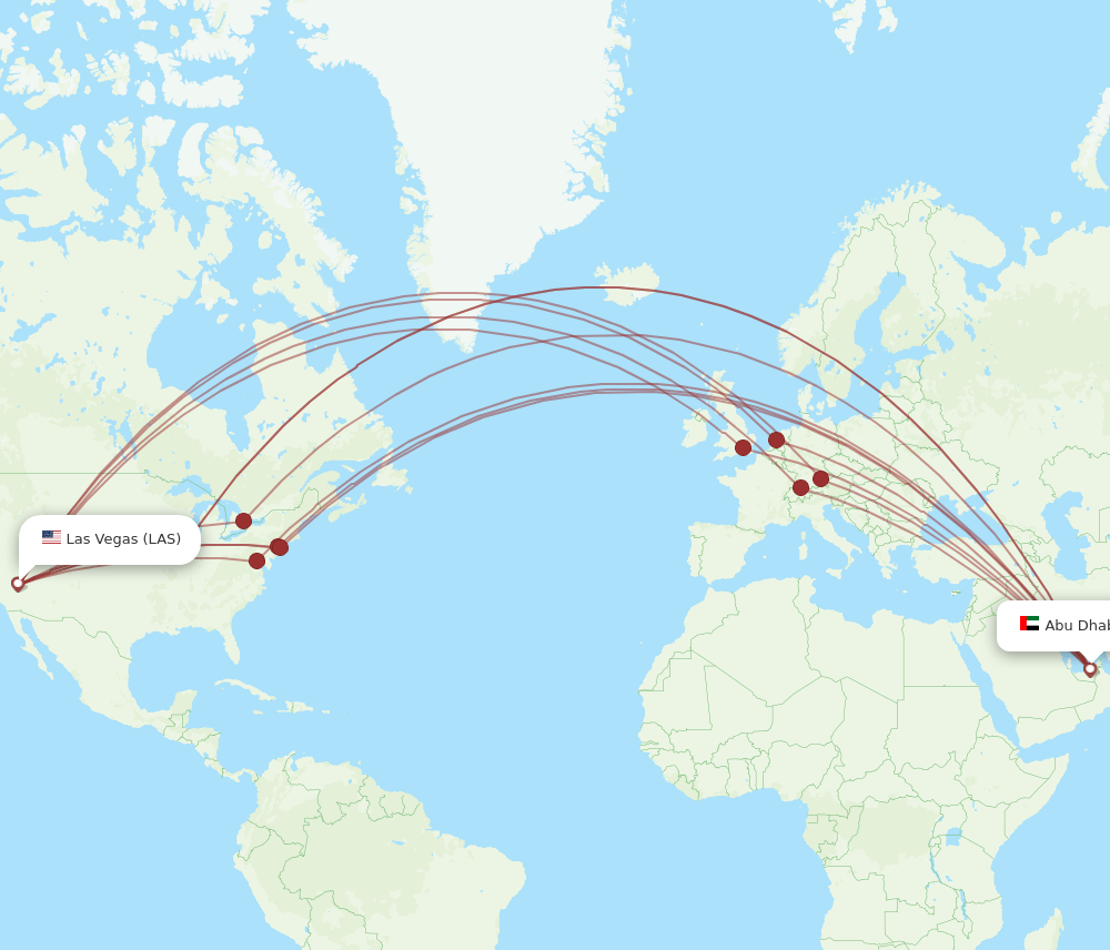 LAS-AUH flight routes