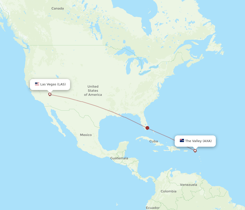 LAS-AXA flight routes