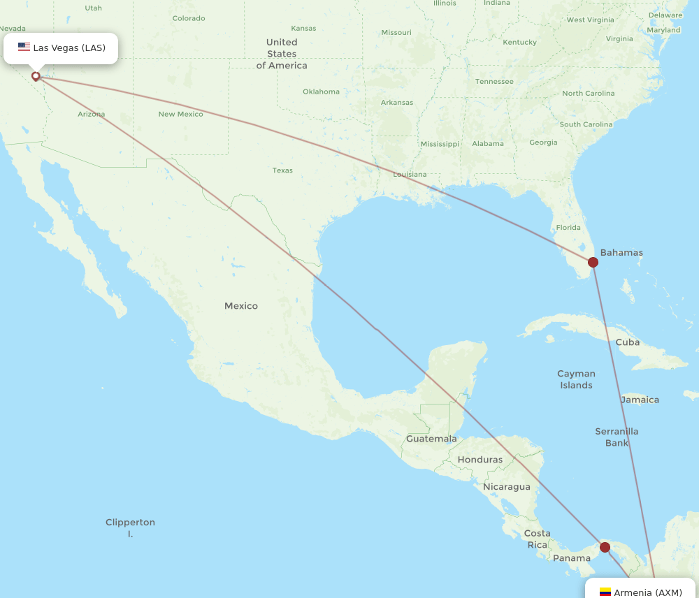 LAS-AXM flight routes