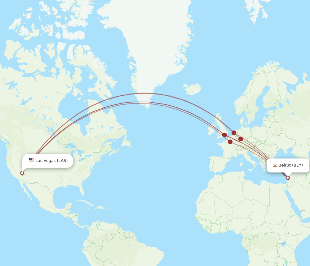 LAS-BEY flight routes