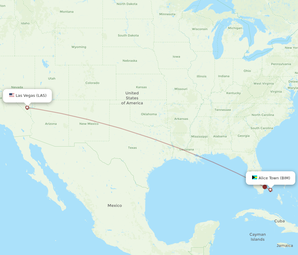 LAS-BIM flight routes