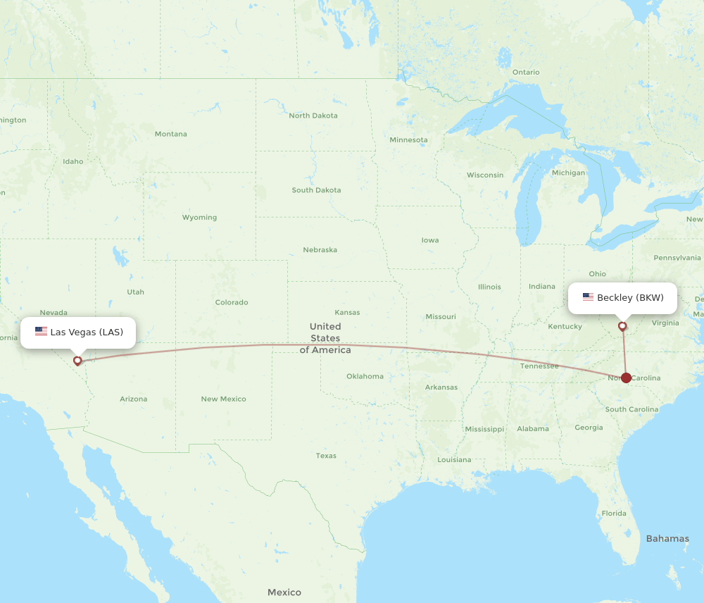 LAS to BKW flights and routes map