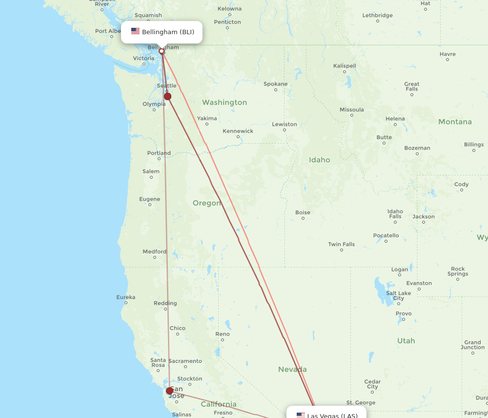 LAS-BLI flight routes