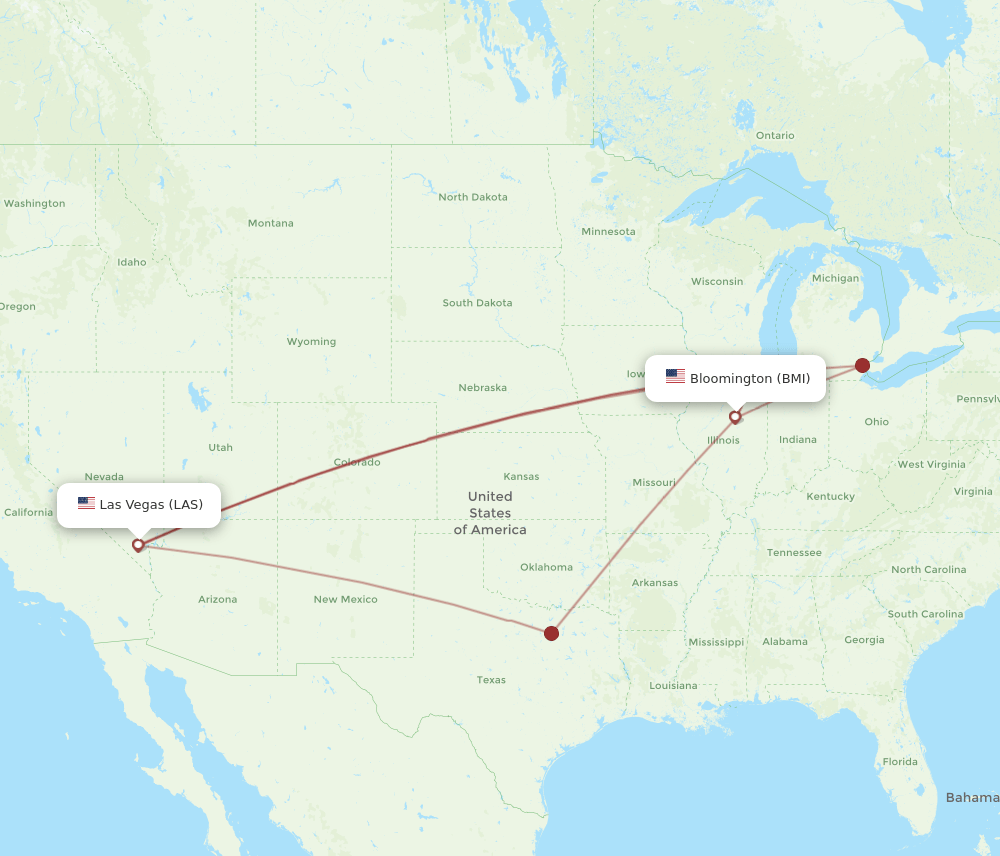 LAS-BMI flight routes