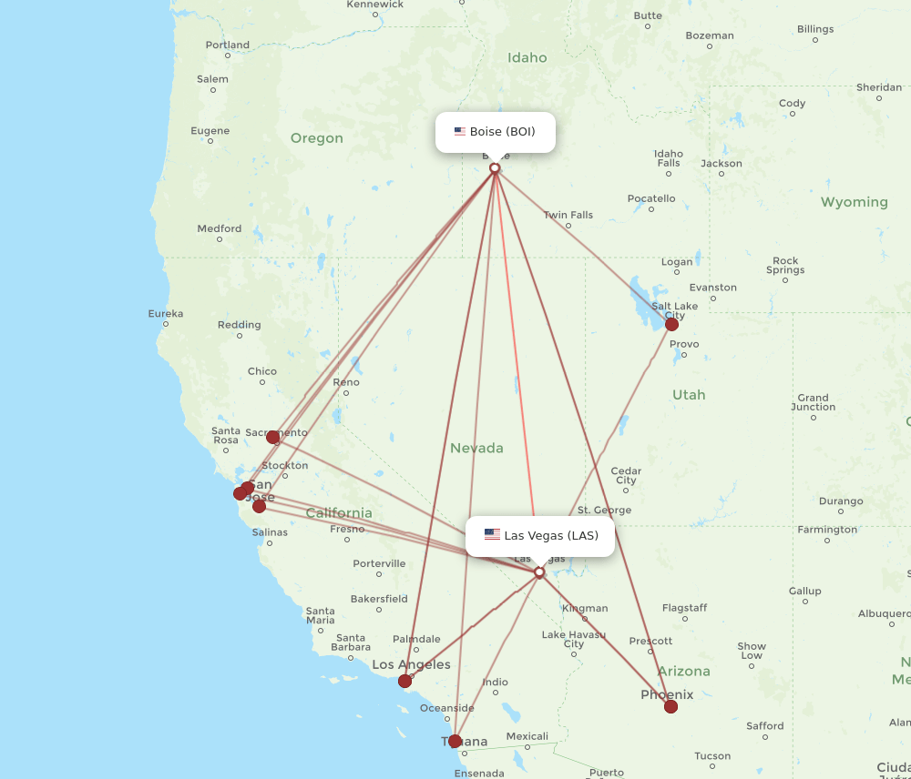LAS-BOI flight routes