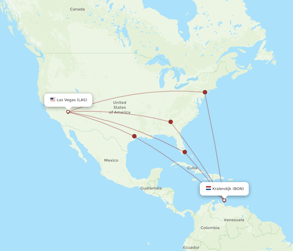 LAS-BON flight routes
