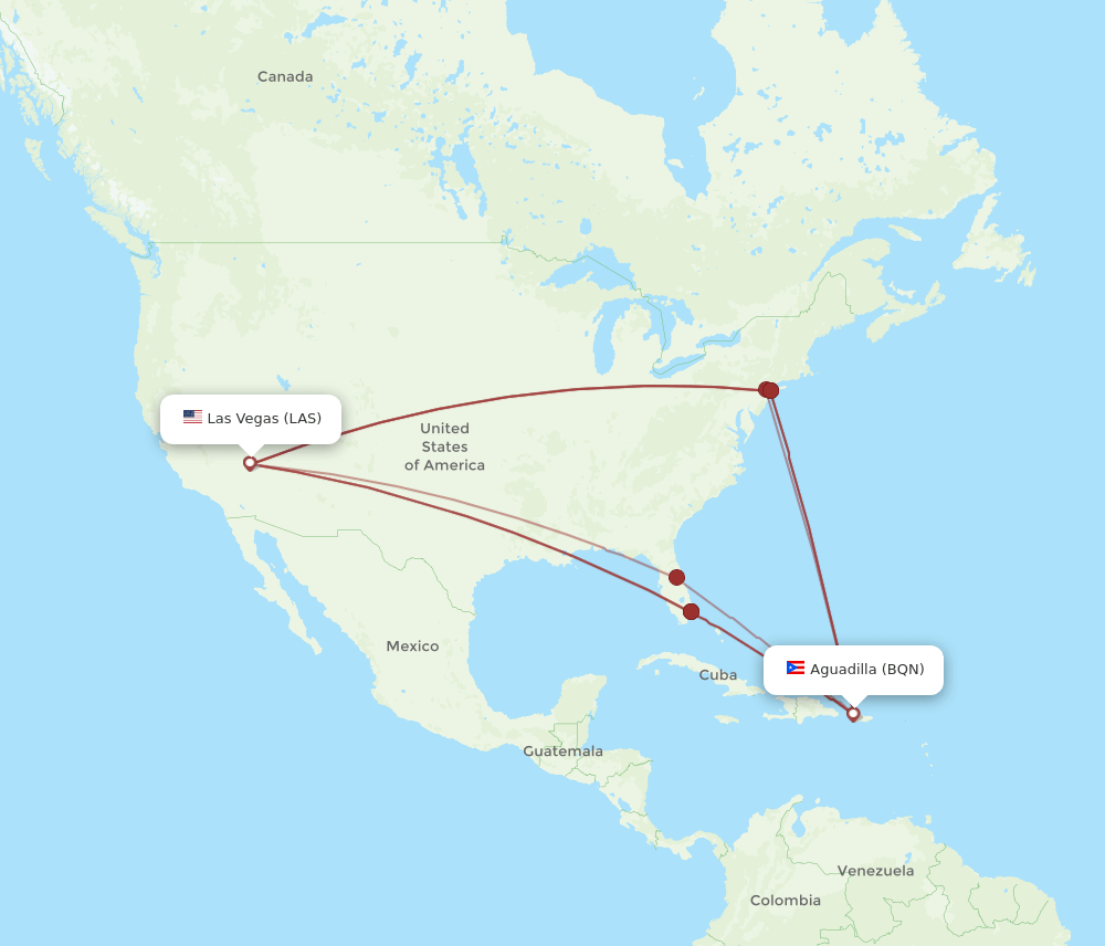 LAS-BQN flight routes