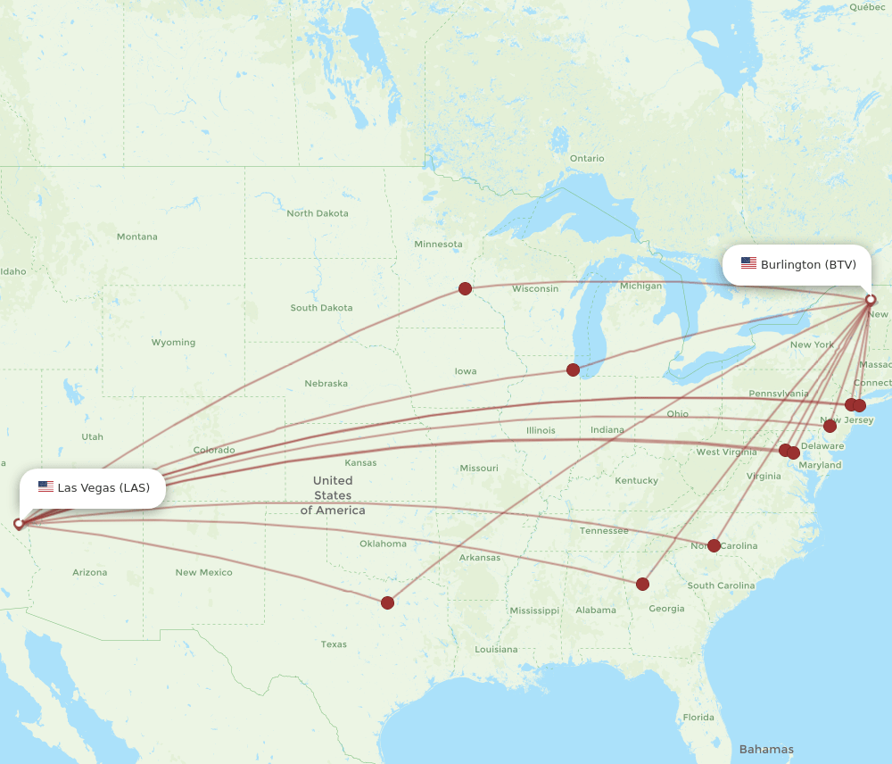 LAS-BTV flight routes