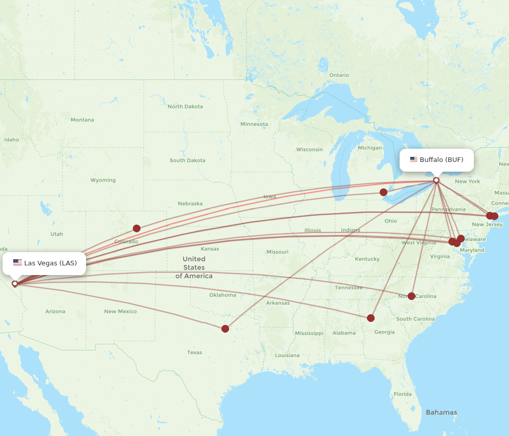 LAS-BUF flight routes