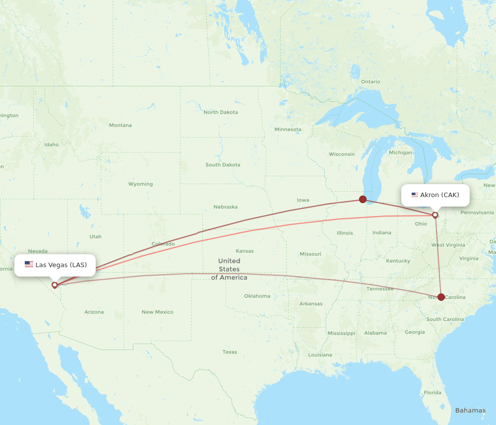 LAS-CAK flight routes