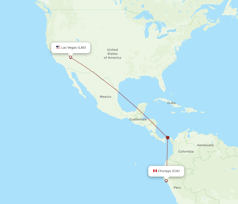 LAS to CIX flights and routes map