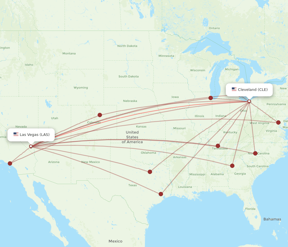 LAS-CLE flight routes