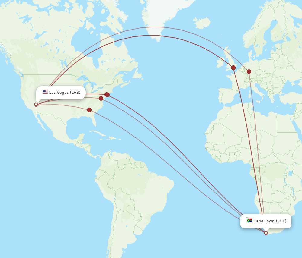LAS-CPT flight routes