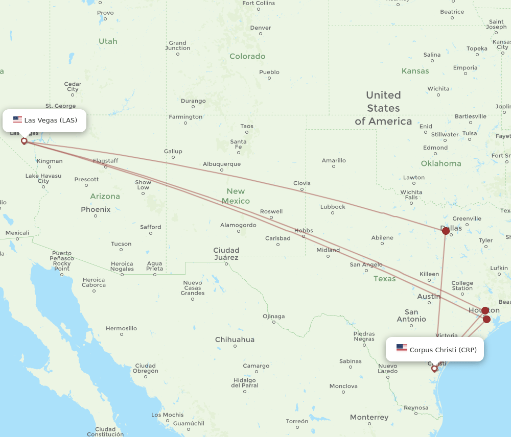 LAS-CRP flight routes