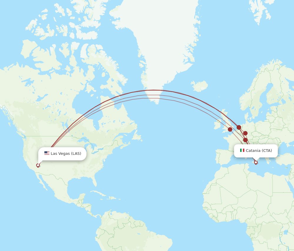 LAS to CTA flights and routes map