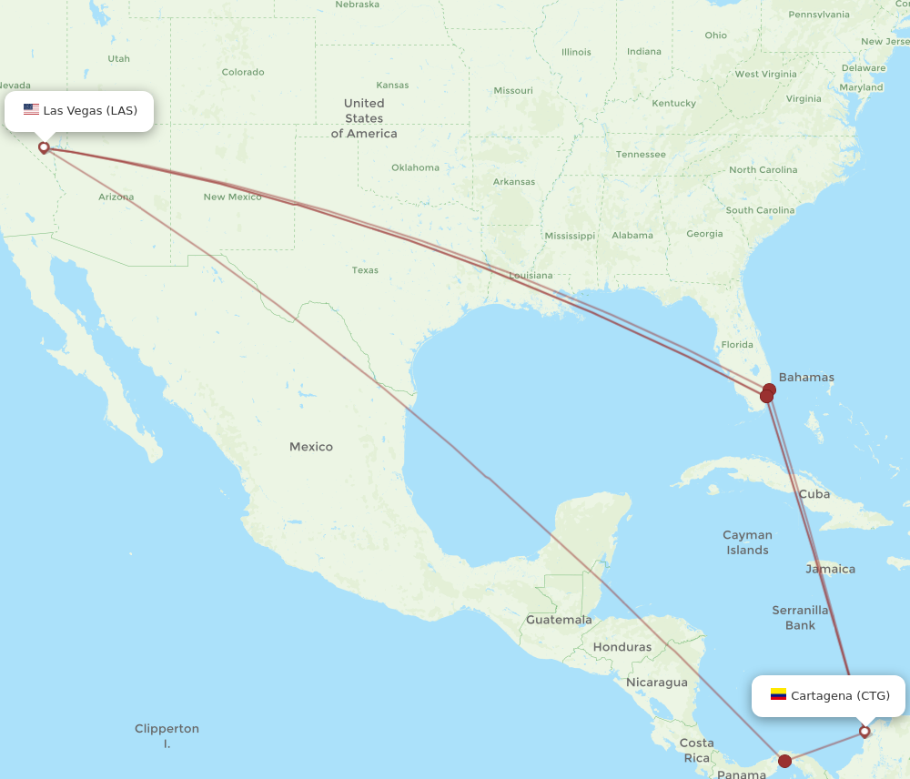 LAS to CTG flights and routes map