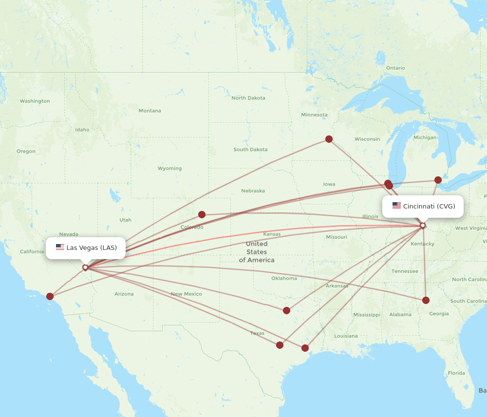 LAS-CVG flight routes