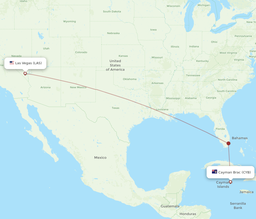 LAS-CYB flight routes