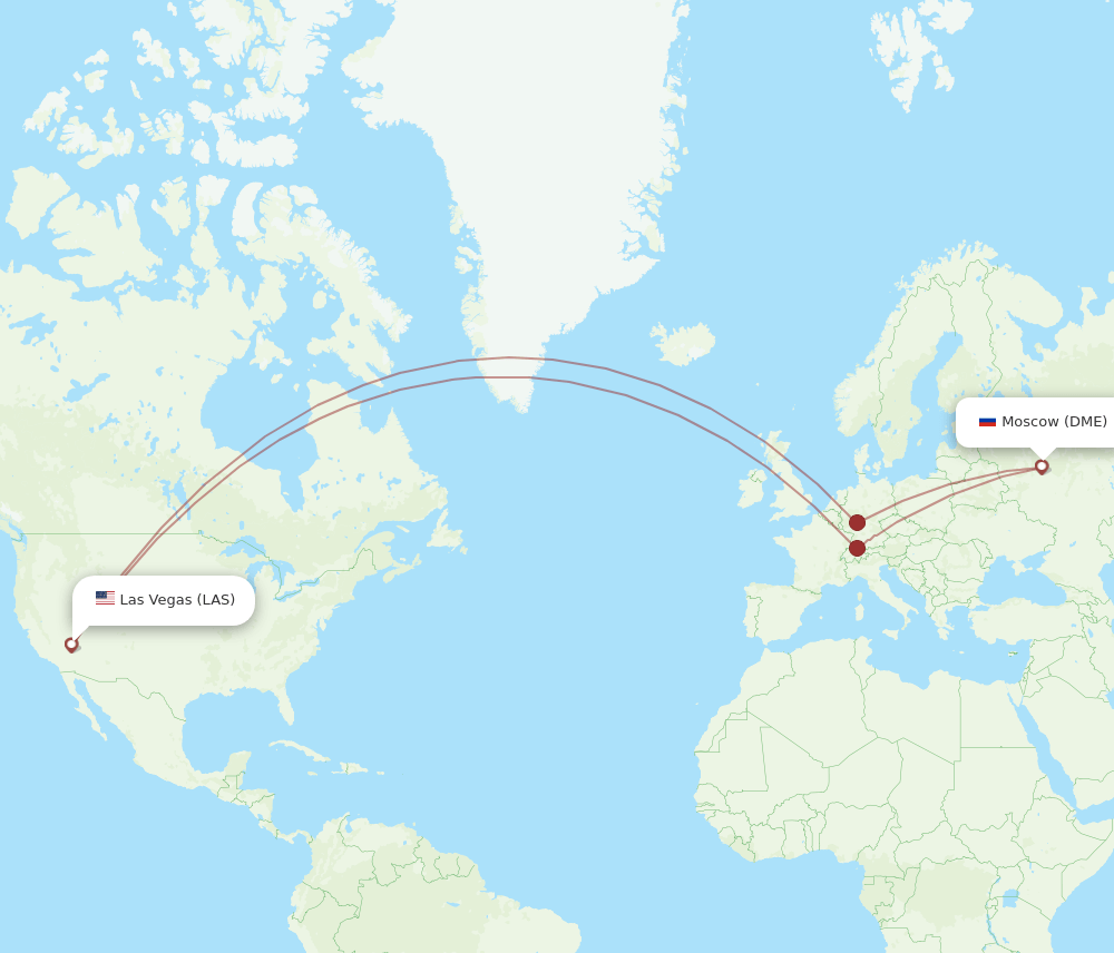 LAS-DME flight routes