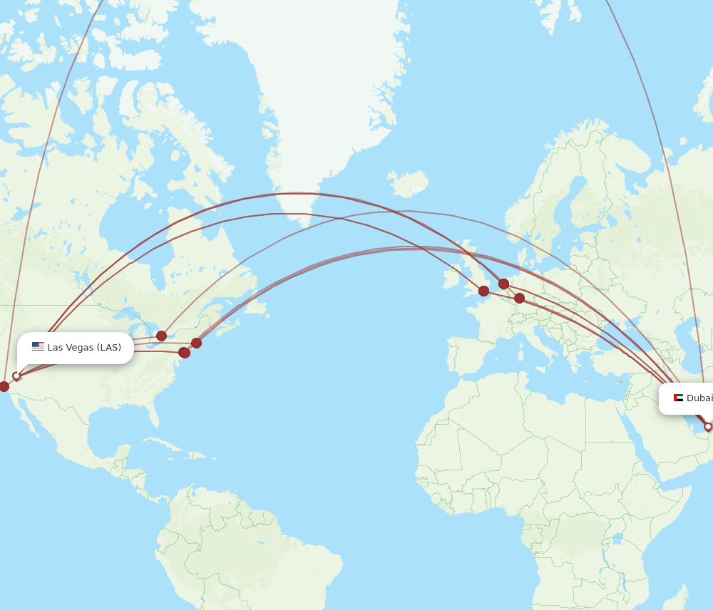 LAS-DXB flight routes
