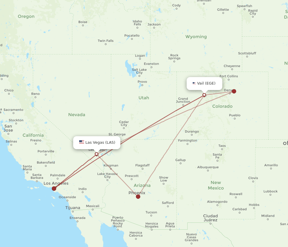 LAS-EGE flight routes