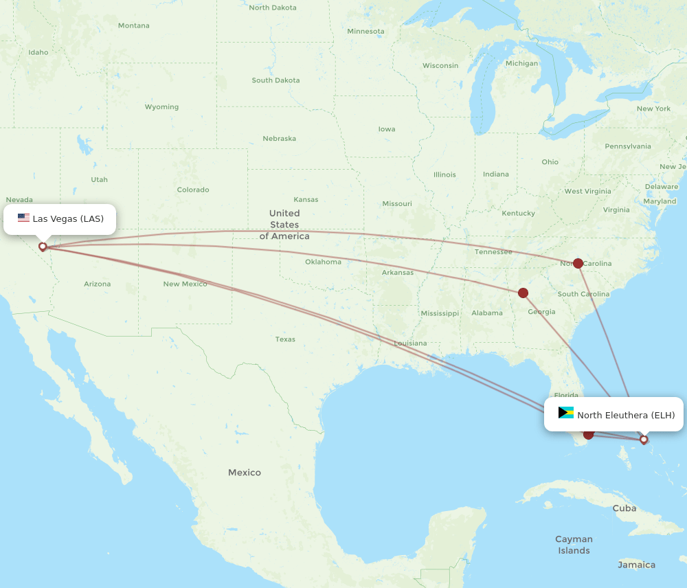 LAS-ELH flight routes
