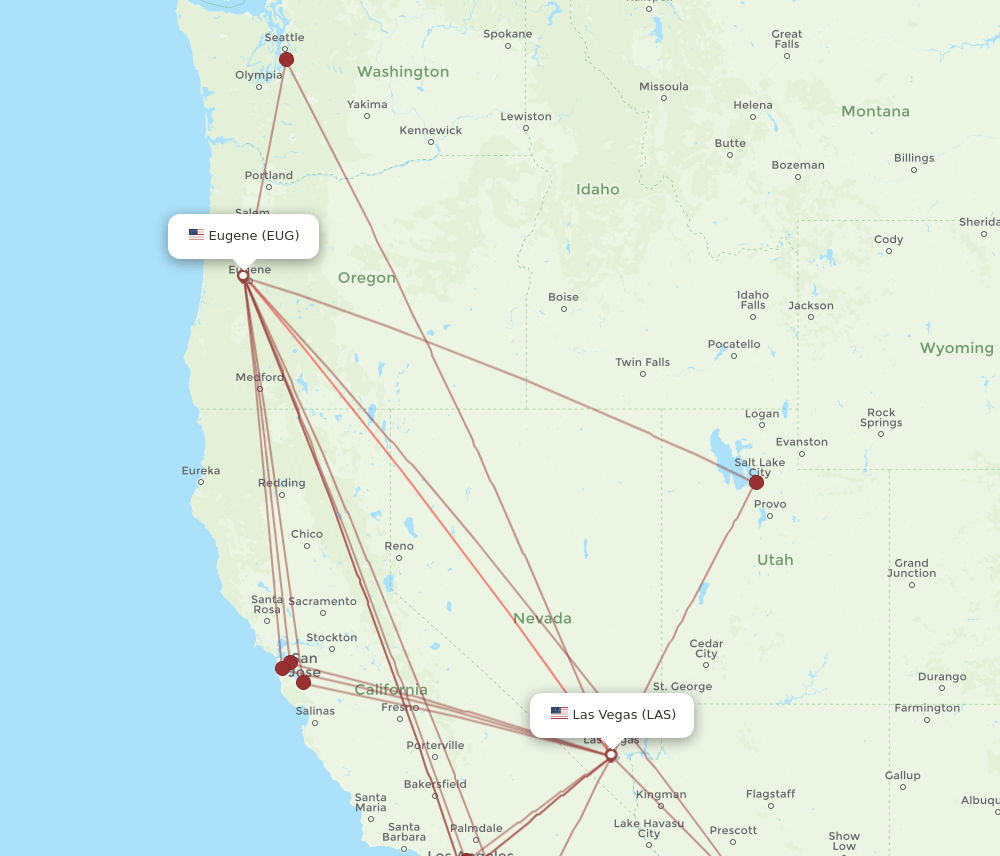 LAS-EUG flight routes