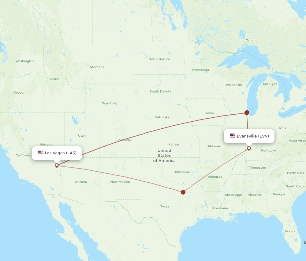 LAS-EVV flight routes