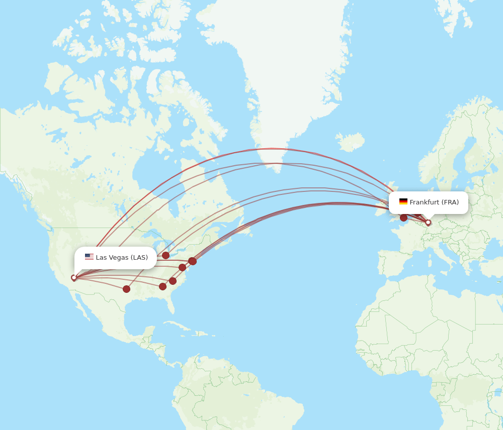 LAS-FRA flight routes