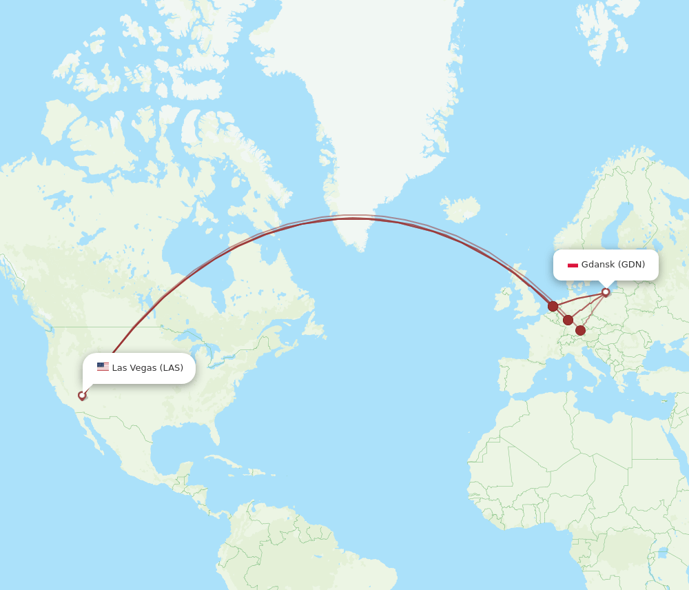 LAS-GDN flight routes