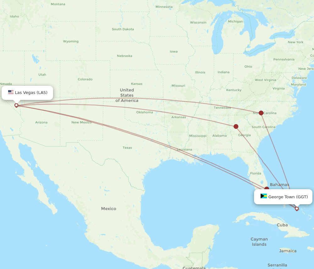 LAS to GGT flights and routes map