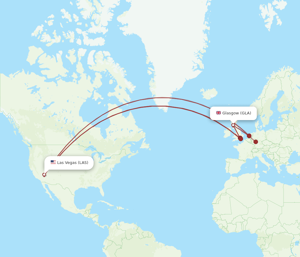 LAS-GLA flight routes