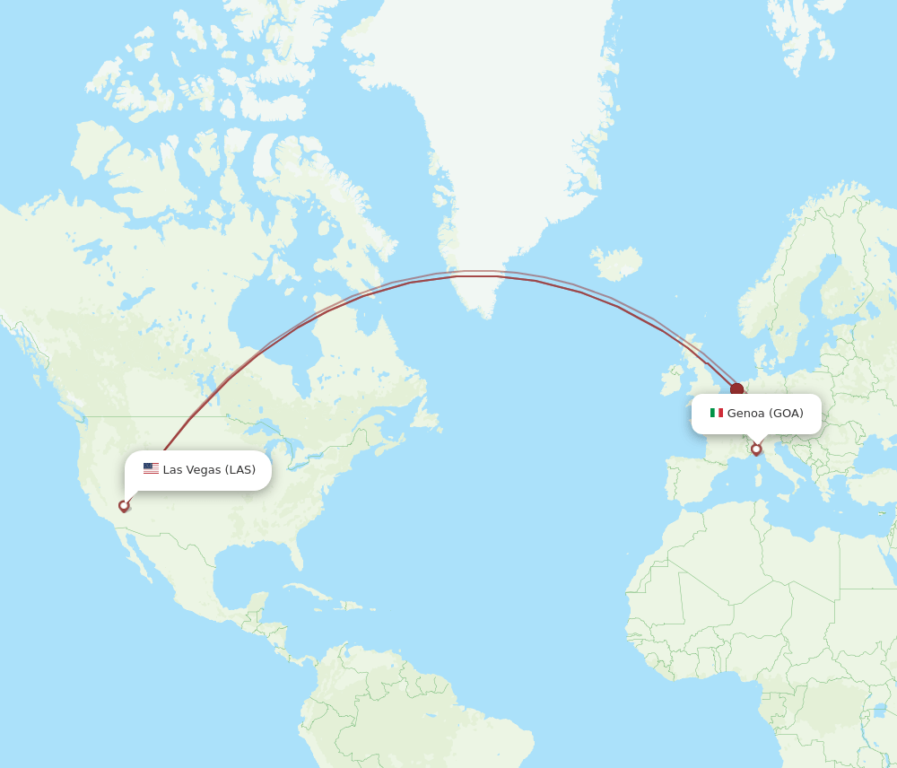 Las Vegas - Genoa route map and flight paths