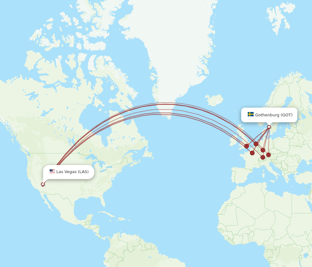 LAS-GOT flight routes