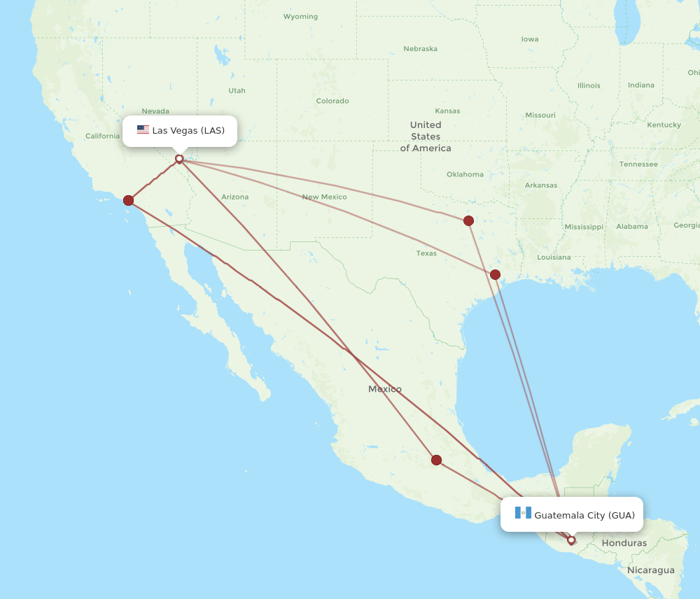 LAS-GUA flight routes