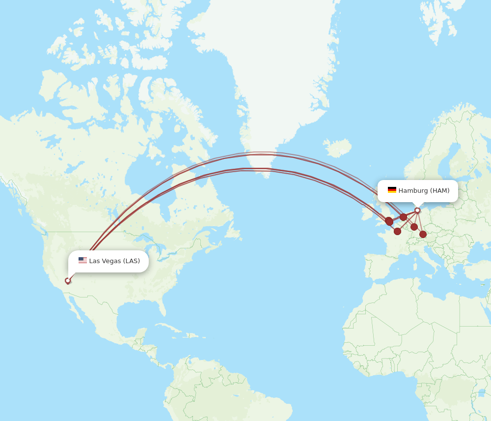 LAS-HAM flight routes