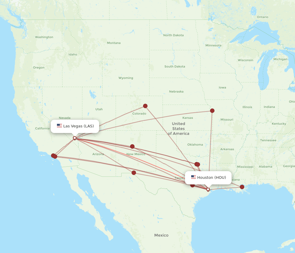 LAS to HOU flights and routes map