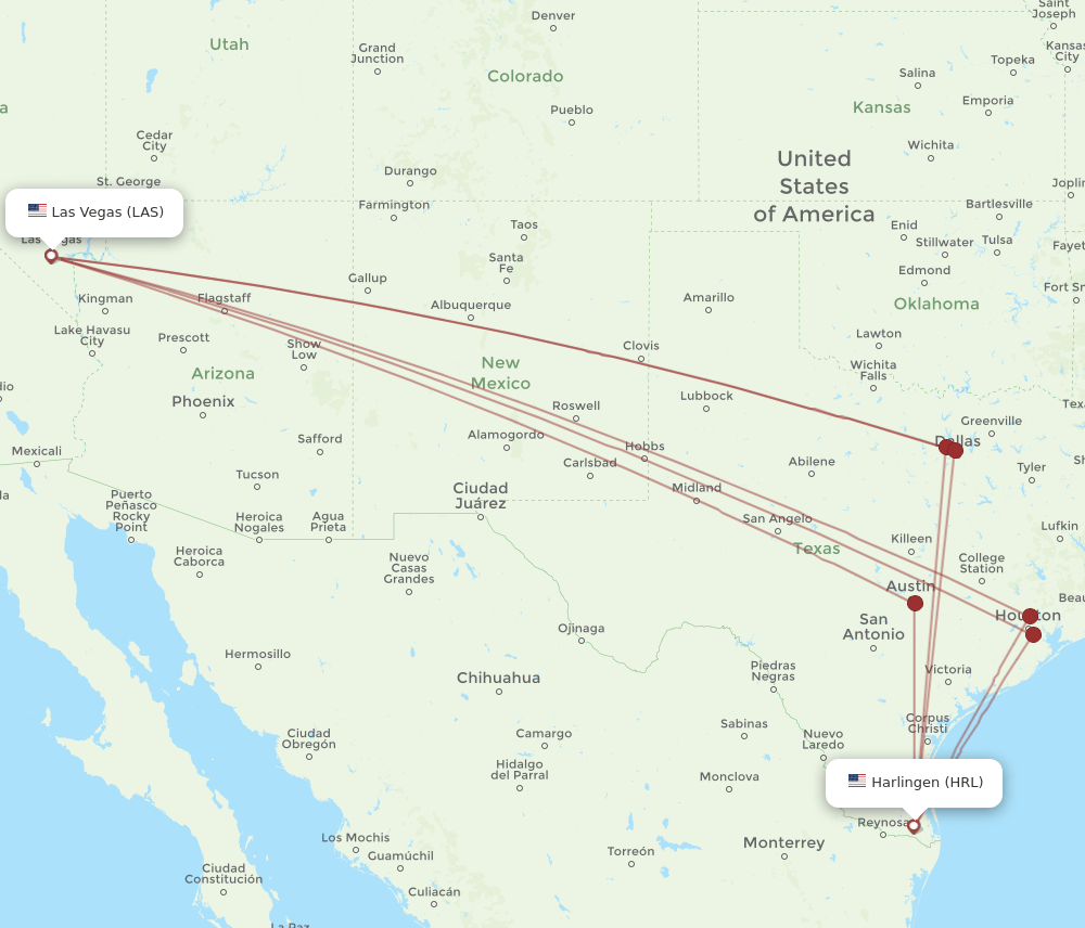 LAS to HRL flights and routes map