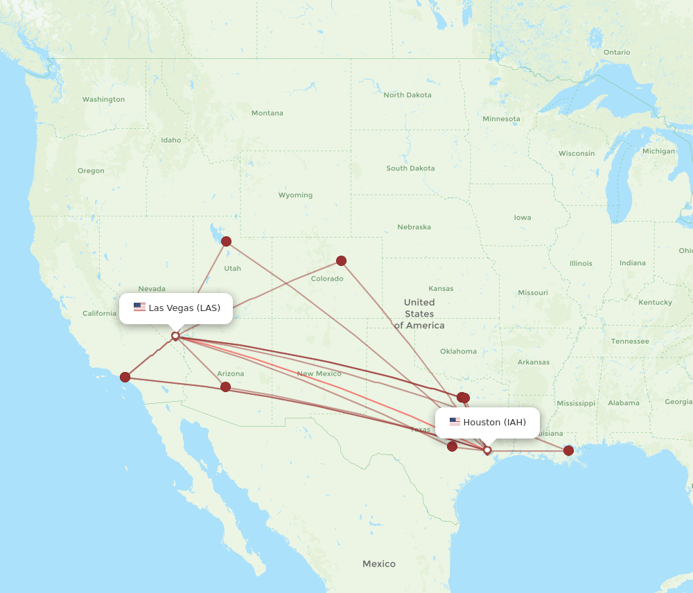 LAS-IAH flight routes