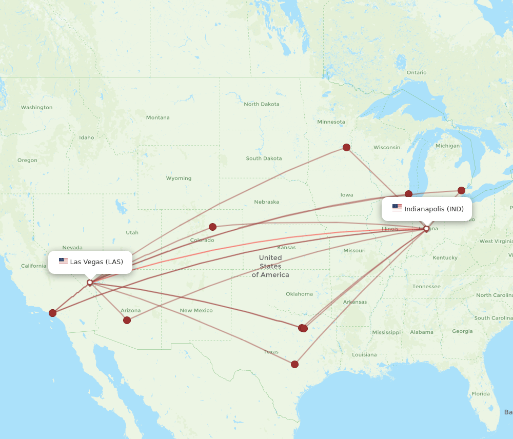 LAS-IND flight routes