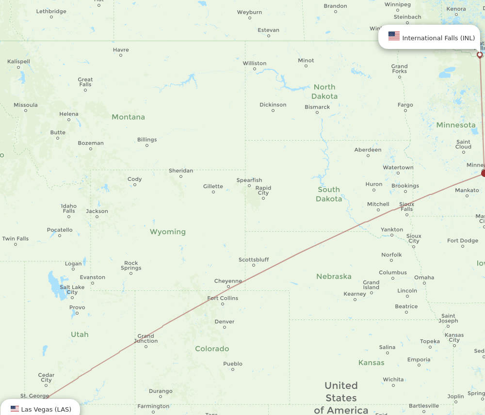 LAS-INL flight routes