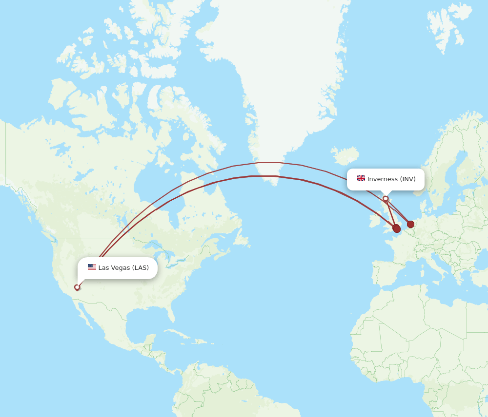 LAS-INV flight routes