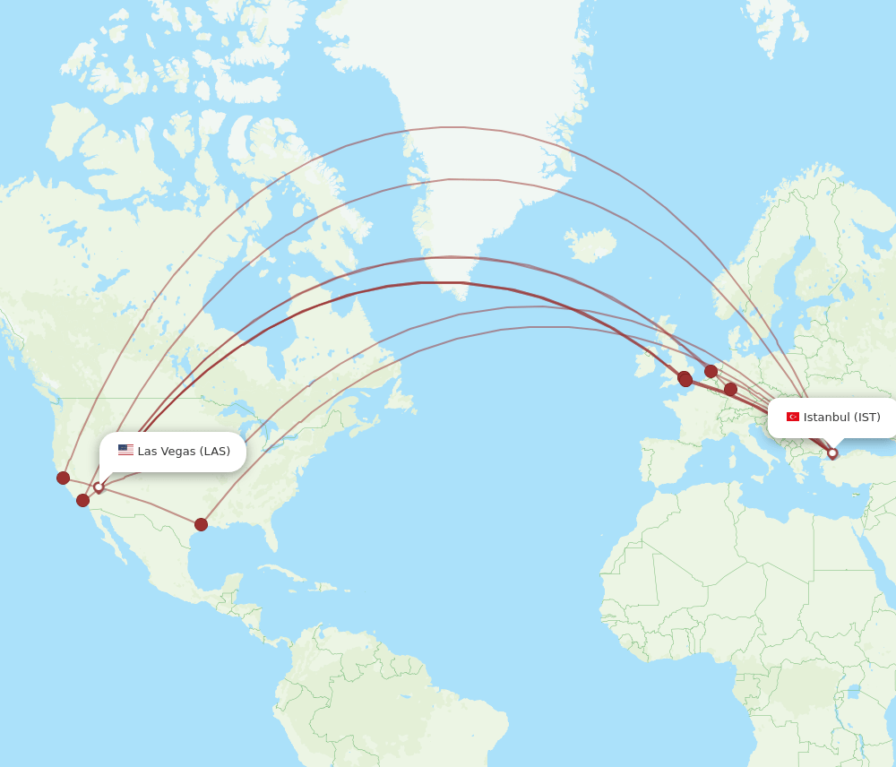 LAS-IST flight routes