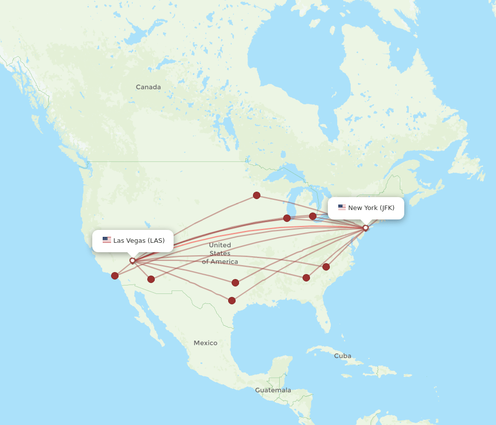 LAS to JFK flights and routes map