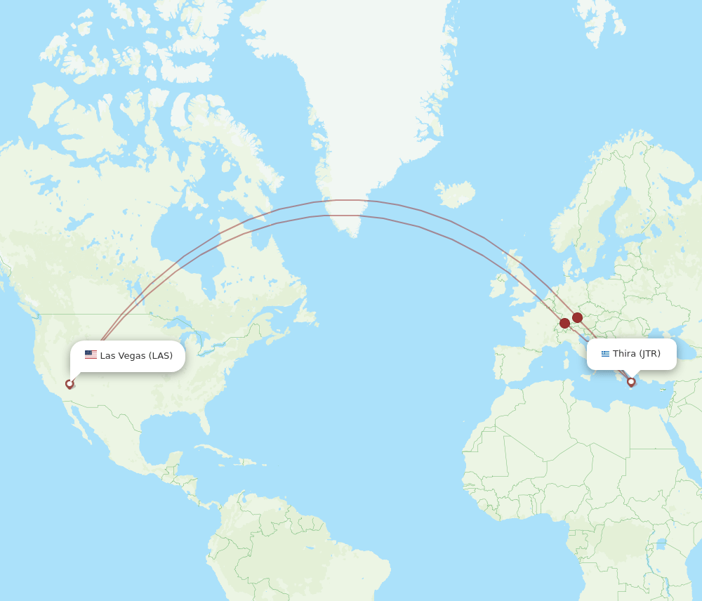 LAS-JTR flight routes