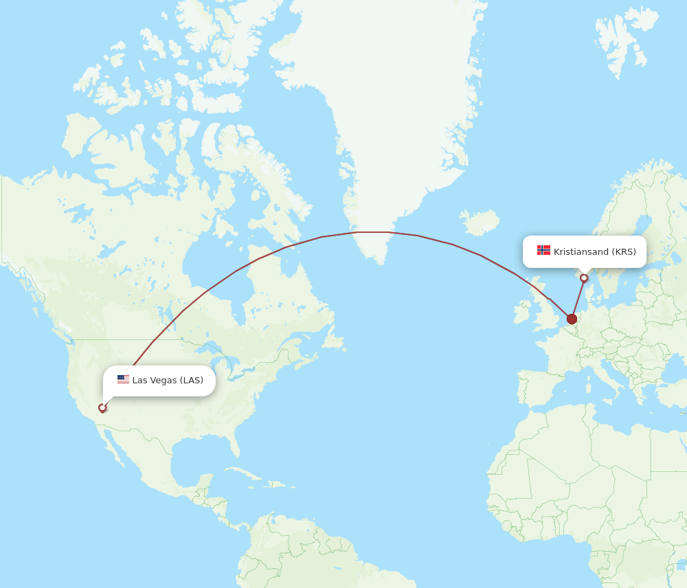 LAS-KRS flight routes