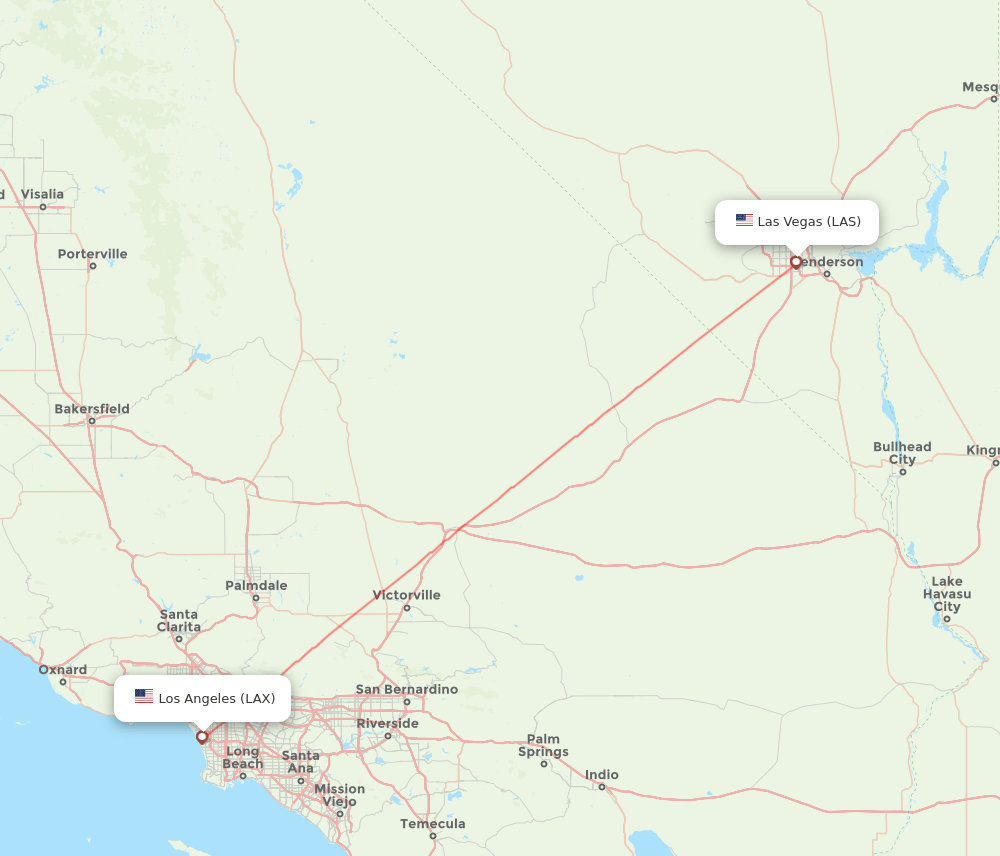 LAS to LAX flights and routes map