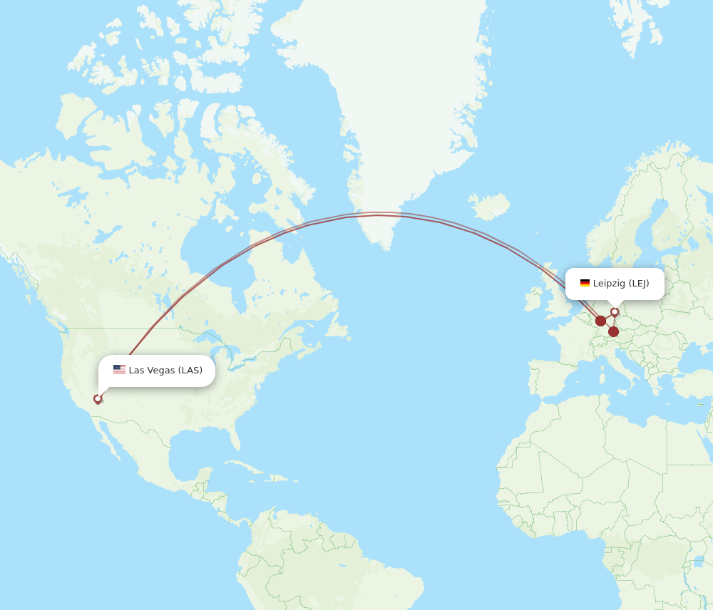 LAS-LEJ flight routes