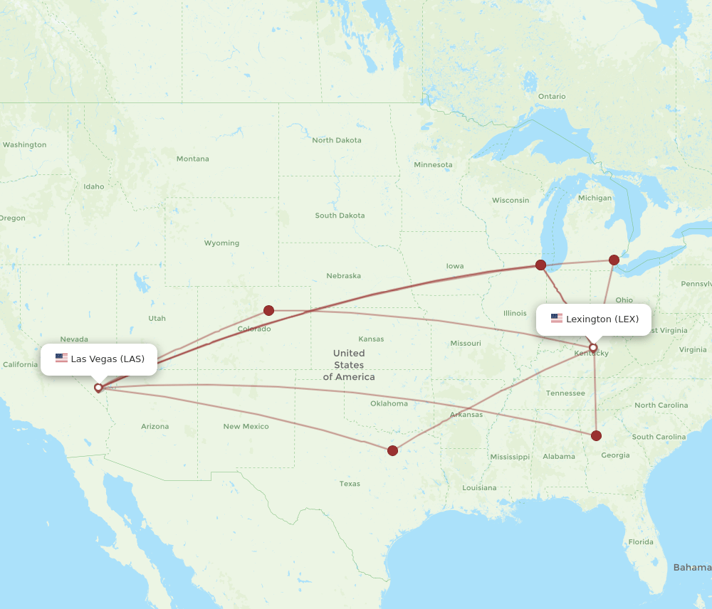 LAS-LEX flight routes