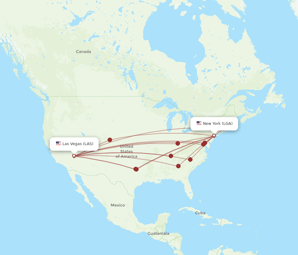 LAS to LGA flights and routes map